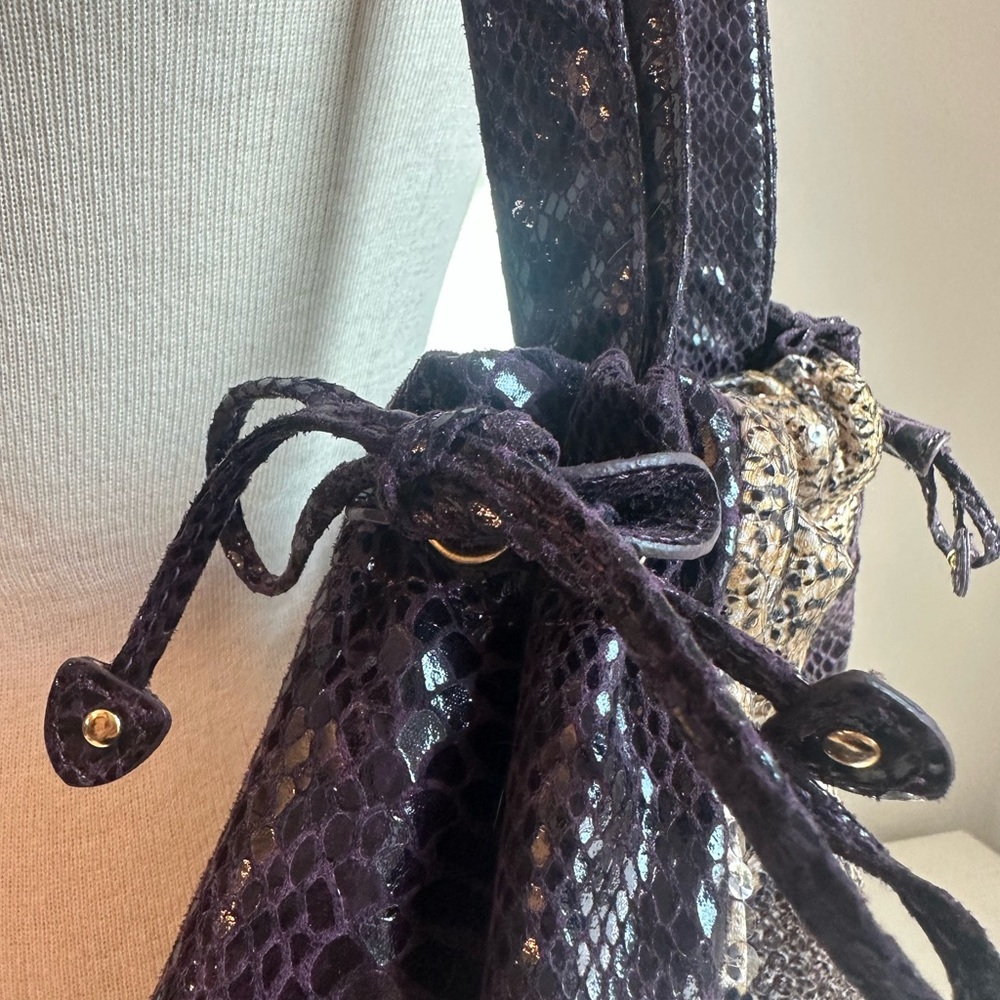 Purple | Gold Snakeskin Shoulder Bag - Picture 3 of 9
